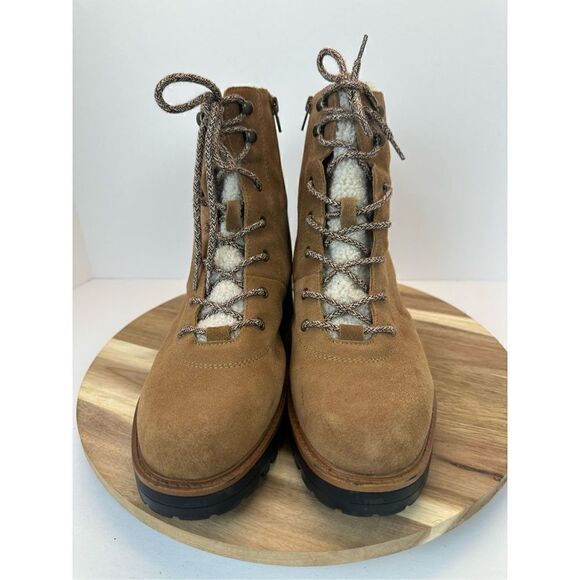 MARC FISHER size 10 IZMA Shearling Hiker Boots Booties Shoes - Picture 3 of 11